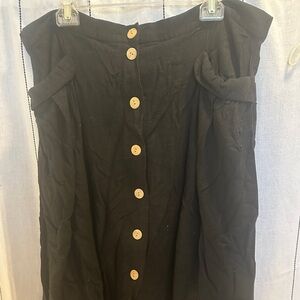 ModCloth size 22 Black Linen Button Down Skirt with Pockets